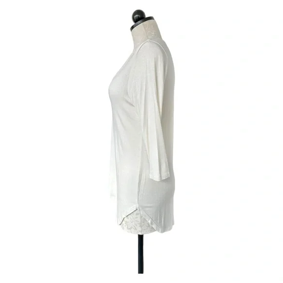 P.S. Kate Anna Criss Cross Top Semi Sheer Off White Tunic 3/4 Sleeve Size M - Picture 4 of 10